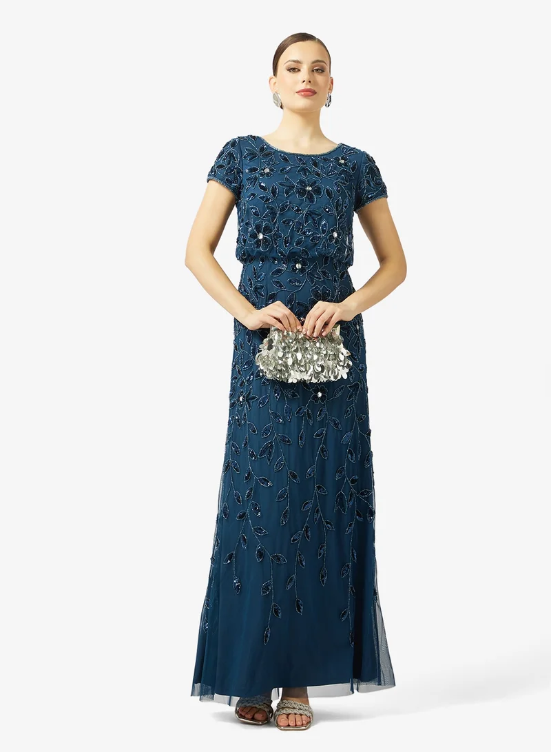 Adrianna Papell  Blouson Beaded Long Dress for Women | Best Price UAE